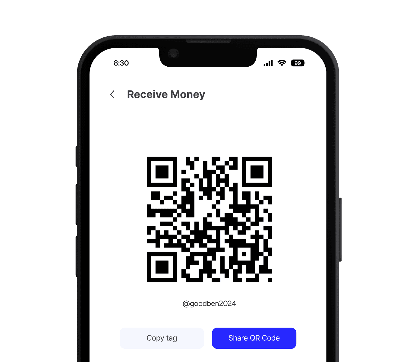 QR code and BPay tag phone mockup